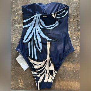 MILLY PALM TREE PROVENCE STRAPLESS ONE PIECE.